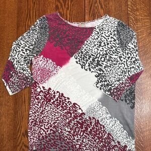 Women’s 3/4 Sleeve Cheetah Print Pink Top Size 2X